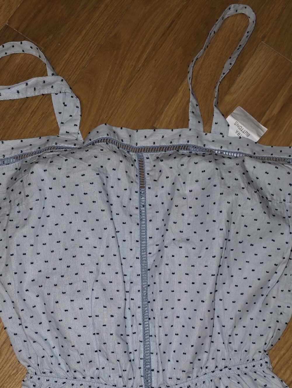 NEW Victoria's Secret Light Blue Polka Dot Cotton Lounge Jumpsuit Pajamas Medium - Picture 9 of 11